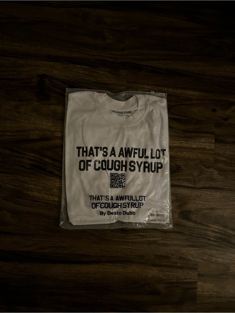 Desto Dubb White Short-Sleeve Graphic Tee — "That's A Awful Lot Of Cough Syrup"